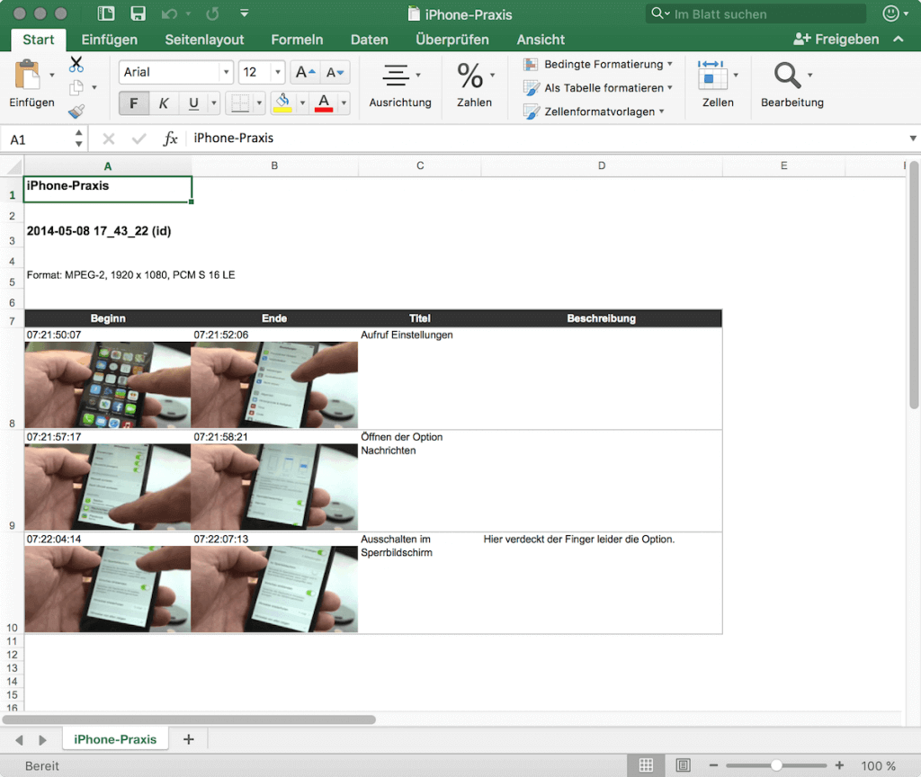 Sehr praktisch: Aus Kyno heraus lassen sich Markierungen samt Anmerkungen nach Excel ausspielen. Ideal zum Beispiel für Korrekturen.