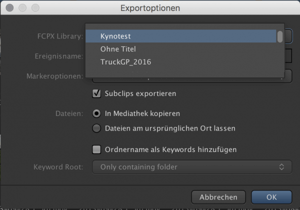 Wohin damit? In Kyno zeigt mir der Export-Dialog schon alle Optionen und Zielorte.