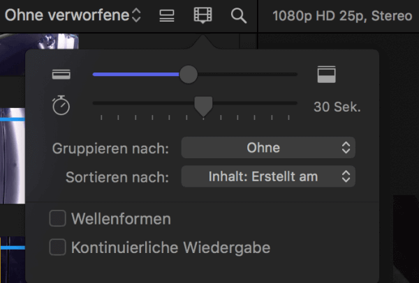 Alle Werkzeuge zur Clip-Darstellung auf einen Blick.