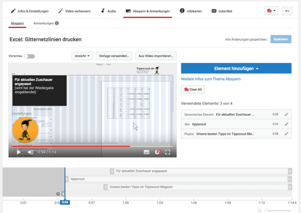 Abspann und Infokarten in Youtube-Videos