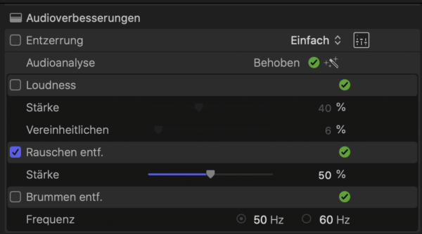 Audio-Verbesserungen in FCPX